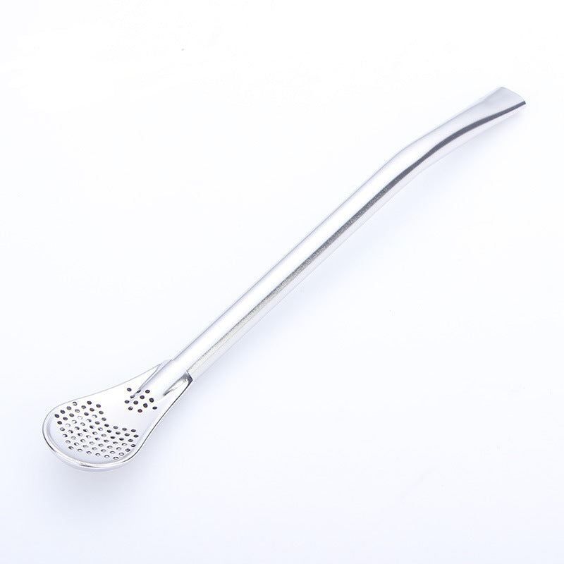 Stainless steel straw mixing spoon