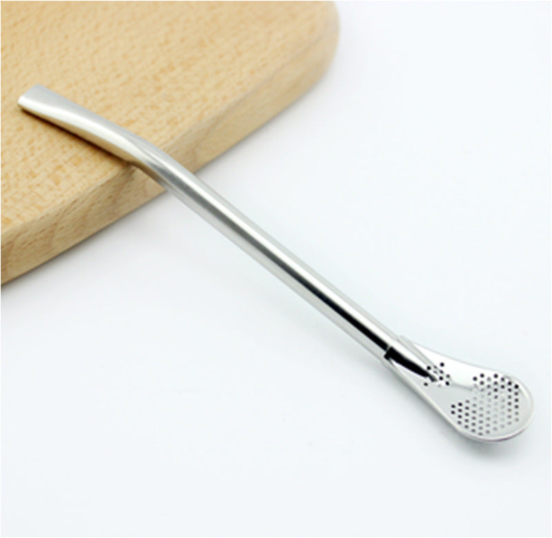 Stainless steel straw mixing spoon