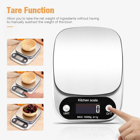 Digital Kitchen Food Diet Scale, Multifunction Weight Balance 22lbs 1g Stainless Steel