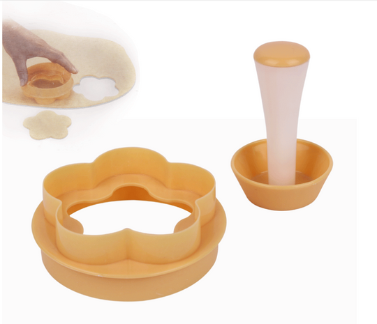 Plastic Pastry Tamper Tart Shell Molds Cake Cutter Flower Round Dough Cookie Cutter Set