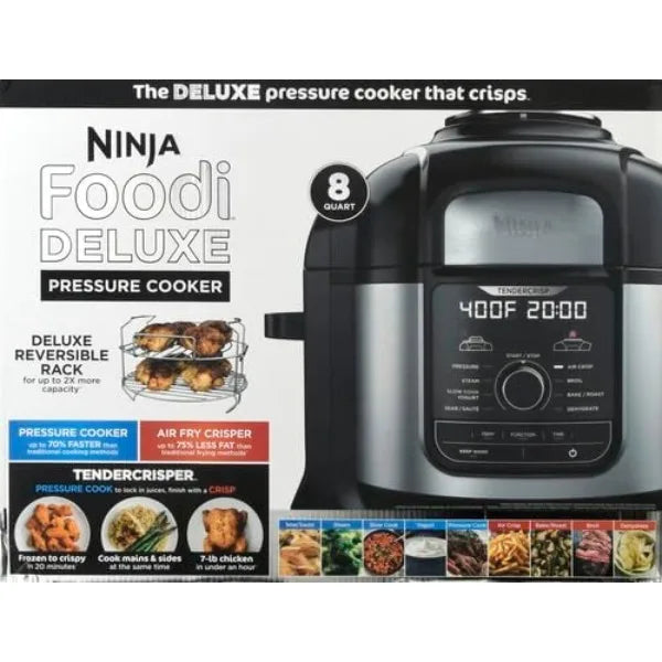 Ninja FD401 Foodi 12-in-1 Deluxe XL 8 qt. Pressure Cooker & Air Fryer that Steams, Slow Cooks, Sears, Sautés, Dehydrates & More