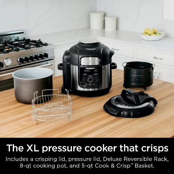 Ninja FD401 Foodi 12-in-1 Deluxe XL 8 qt. Pressure Cooker & Air Fryer that Steams, Slow Cooks, Sears, Sautés, Dehydrates & More