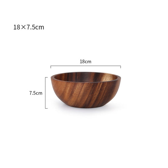 Wooden Rice And Noodle Fruit Salad Bowl