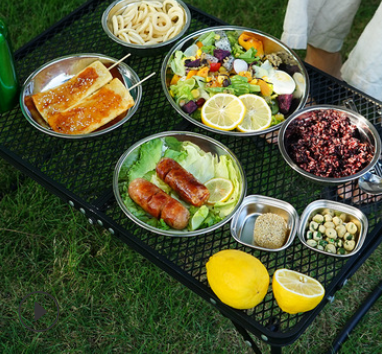 Stainless Steel Dinner Plate 17-piece Set Camping Barbecue  Portable Plate